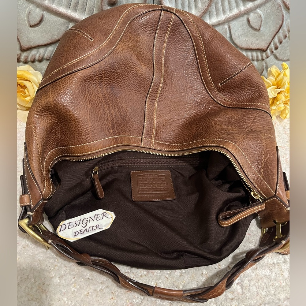 COACH SoHo Tobacco Brown Leather Braided Hobo Shoulder Bag 10044 RARE!! - Picture 11 of 13